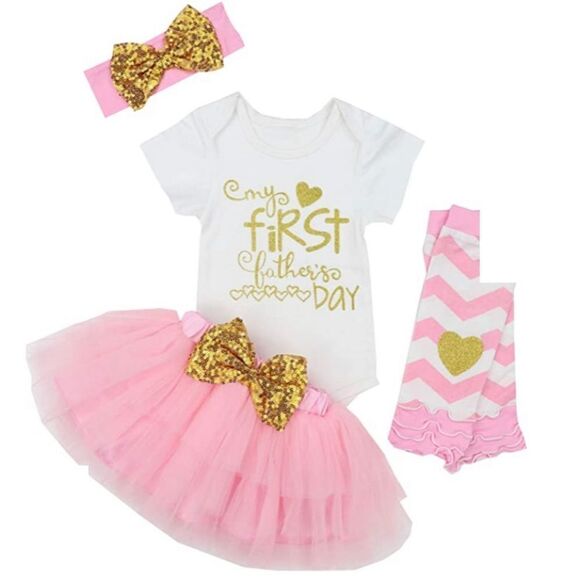 NIP MY FIRST FATHERS DAY 4 PC SET ONESIE, TUTU... - Picture 1 of 8